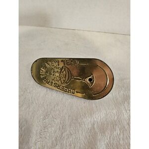 Vintage New Year Noisemaker Ratchet Metal Brass "Cheers To The New Year"